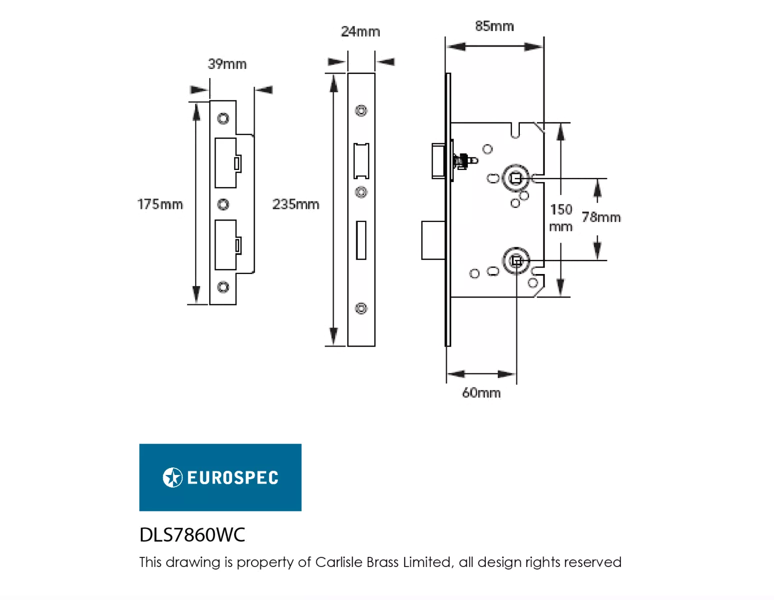 CARLISLE Antique Brass Easi T Din Bathroom Lock | DLS7860WCAB 2 CARLISLE Antique Brass Easi T Din Bathroom Lock | DLS7860WCAB - Image 2
