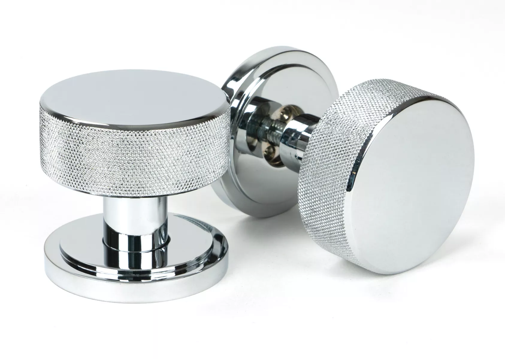 Polished Chrome Brompton Mortice/Rim Knob Set (Art Deco) | 46779 1 Polished Chrome Brompton Mortice/Rim Knob Set (Art Deco) | 46779