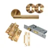 CARLISLE LOCK PACK - Satin Brass Crown Knurled Lever Door Handle Set
