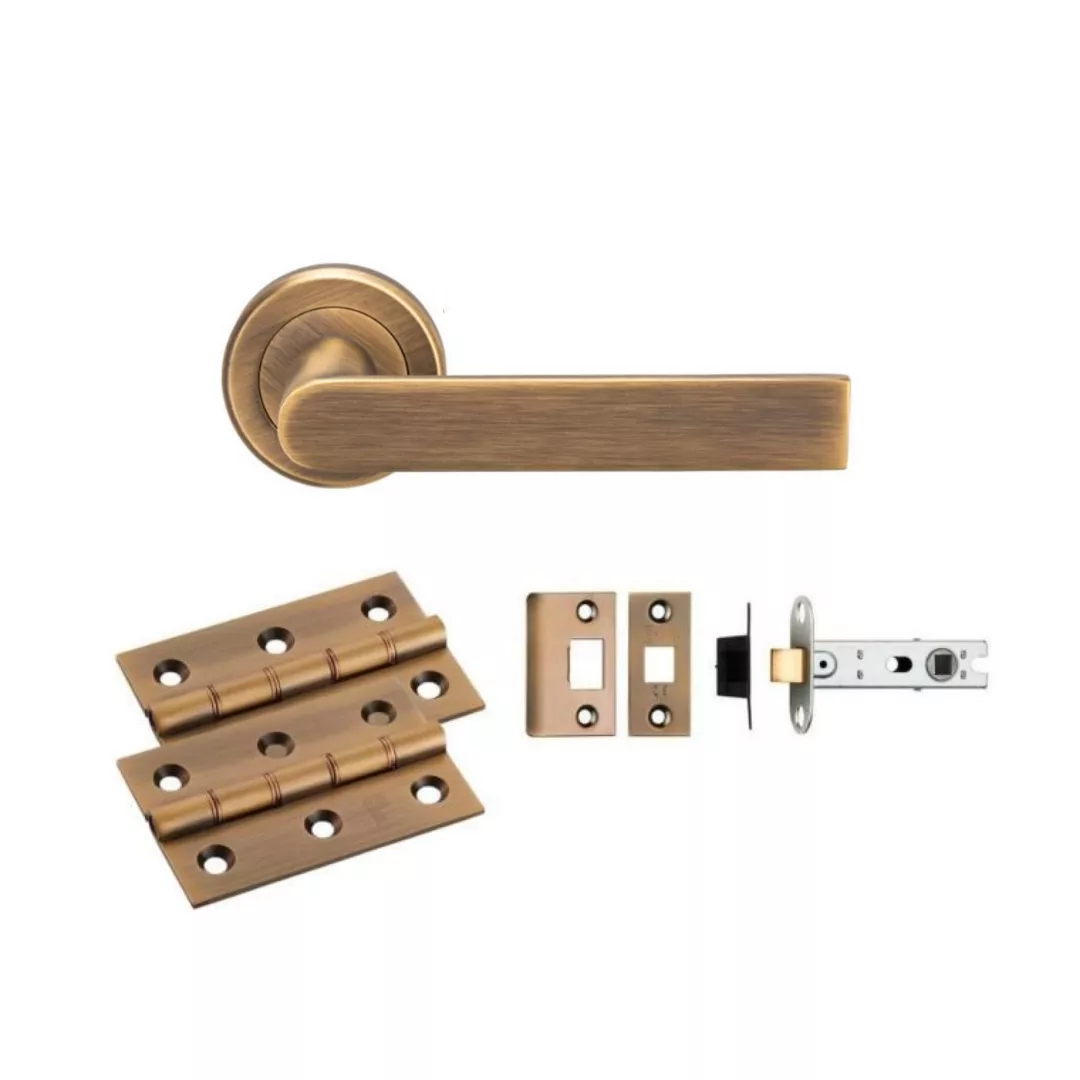 CARLISLE LATCH PACK - Antique Brass Serozzetta Edge Lever Handle Door Kit 1 CARLISLE LATCH PACK - Antique Brass Serozzetta Edge Lever Handle Door Kit