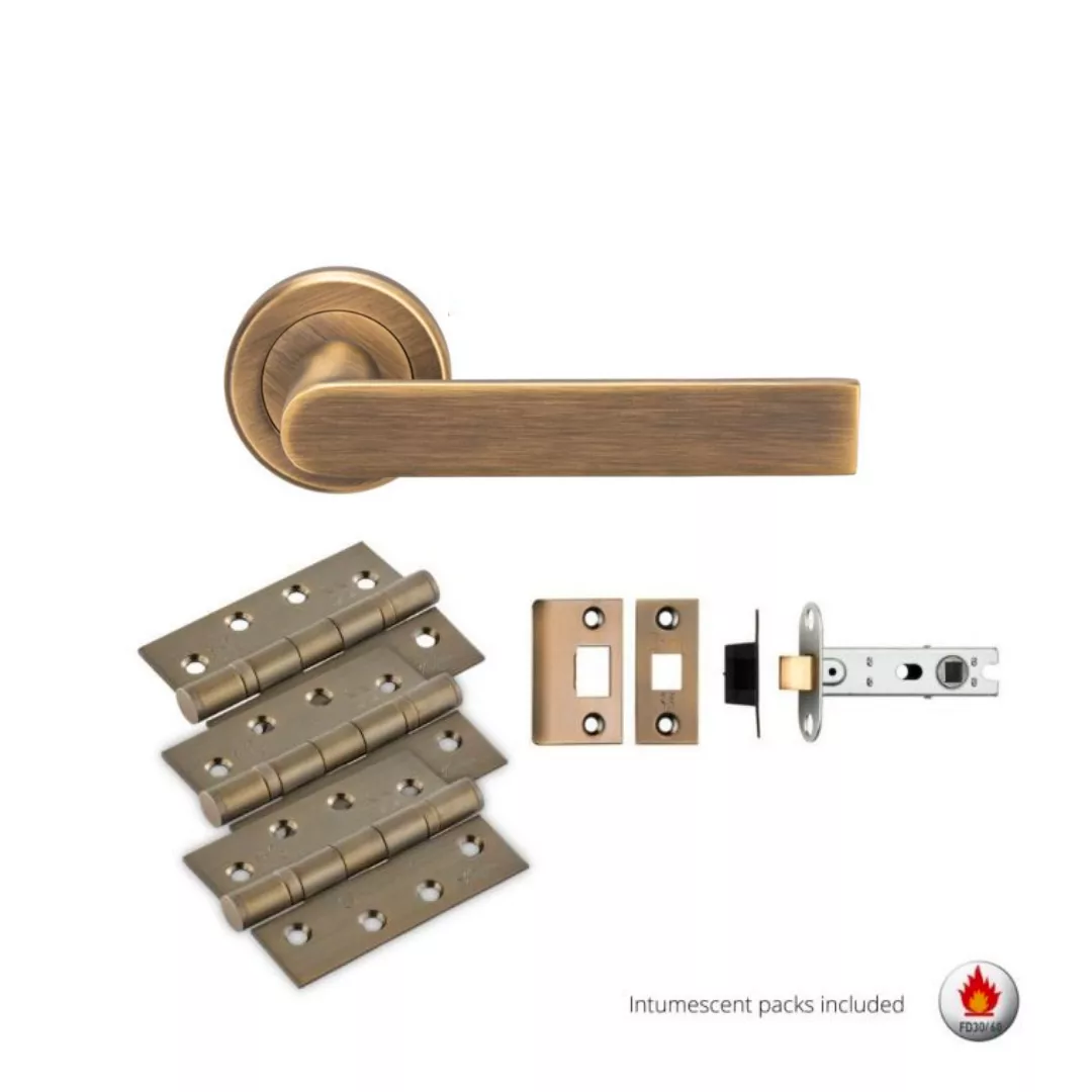 CARLISLE LATCH PACK - Antique Brass Serozzetta Edge Lever Handle Door Kit 2 CARLISLE LATCH PACK - Antique Brass Serozzetta Edge Lever Handle Door Kit - Image 2