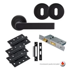 CARLISLE LOCK PACK - Matt Black Serozzetta Edge Lever Handle Door Kit -Home Door & Window Hardware Store szm210mblkpfr.png.mst
