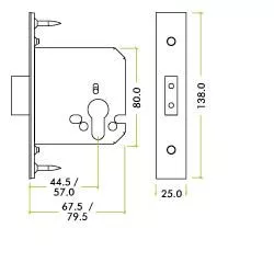76mm Powder Coated Black UK Euro Cylinder Mortice Deadlock | ZUKD76EPPCB 2 76mm Powder Coated Black UK Euro Cylinder Mortice Deadlock | ZUKD76EPPCB - Image 2