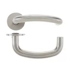 Set Satin Stainless Steel Arch RTD 19mm Lever Furniture With Push On Rose | VS070SS