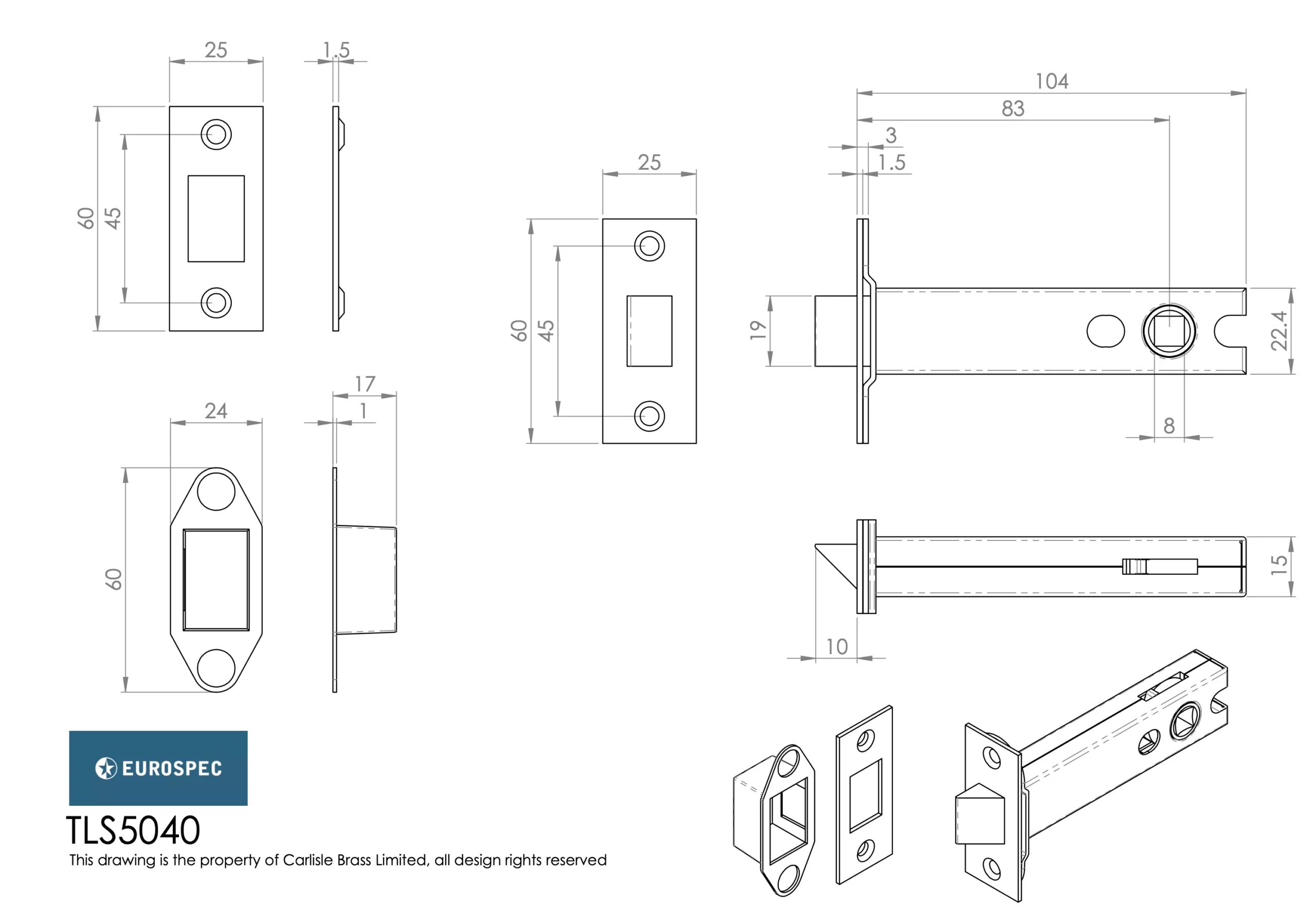 CARLISLE 104mm Matt Bronze Easi T Heavy Sprung Tubular Latch | TLS5040MBRZ 2 CARLISLE 104mm Matt Bronze Easi T Heavy Sprung Tubular Latch | TLS5040MBRZ - Image 2