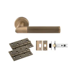 CARLISLE Antique Brass Trend Lines Lever Handle Door Kit - Latch