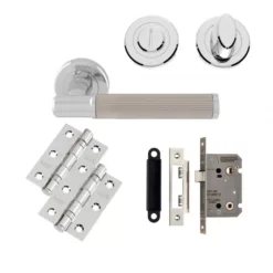 CARLISLE Polished Chrome And Satin Nickel Image Lines Lever Handle Door Kit - Bathroom