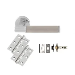 CARLISLE Polished Chrome And Satin Nickel Image Lines Lever Handle Door Kit - Latch