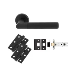 CARLISLE Matt Black Trend Lines Lever Handle Door Kit - Latch