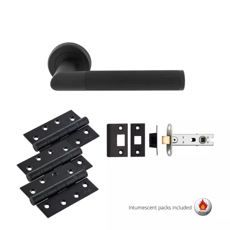CARLISLE Matt Black Trend Lines Lever Handle Door Kit - Latch 2 CARLISLE Matt Black Trend Lines Lever Handle Door Kit - Latch - Image 2