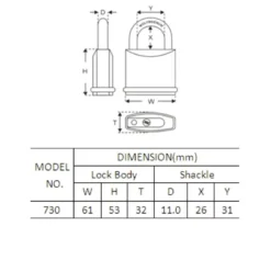 Federal 730 Sold Secure Silver CEN4 Padlock With Keying Options