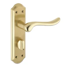Set Satin Brass & Polished Brass Lincoln Bathroom Lever On Backplate