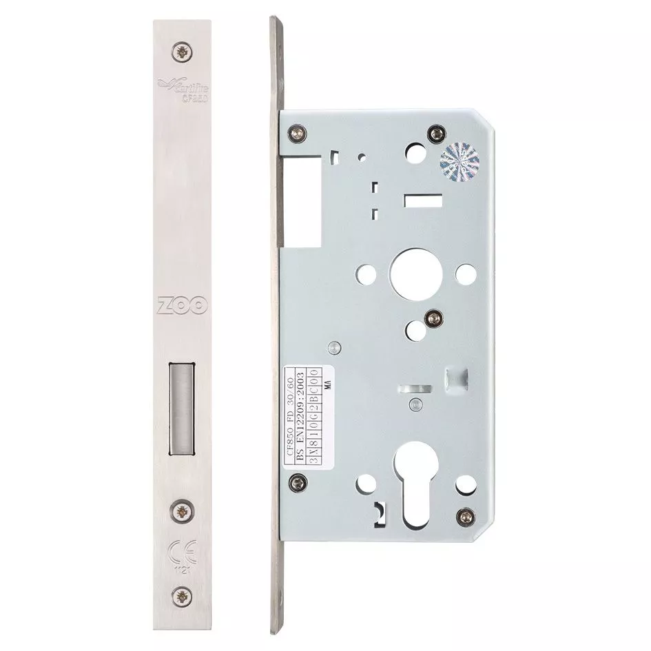 Satin Stainless Steel DIN Standard 55mm Backset Euro Deadlock Case | ZDL0055SS 1 Satin Stainless Steel DIN Standard 55mm Backset Euro Deadlock Case | ZDL0055SS