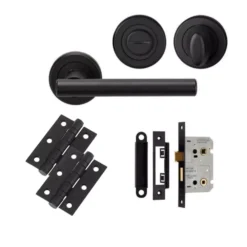 CARLISLE Matt Black Philadelphia Lever Handle Door Kit - Bathroom