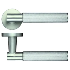 Set Satin Stainless Steel Designer Athena Lever On Round Rose