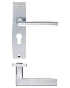Set Satin Chrome Euro Profile Lever Lock On Backplate -Home Door & Window Hardware Store zpz071epsc.jpg.mst