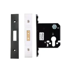 76mm Powder Coated Black UK Euro Cylinder Mortice Deadlock | ZUKD76EPPCB