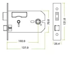 127mm Satin Chrome Horizontal Bathroom Lock ZUKHB127SC 5 127mm Satin Chrome Horizontal Bathroom Lock ZUKHB127SC -Home Door & Window Hardware Store zukhb127 4.jpg.mst