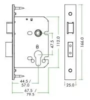 64mm Satin Stainless Steel UK Euro Sashlock | ZUKS64EPSS